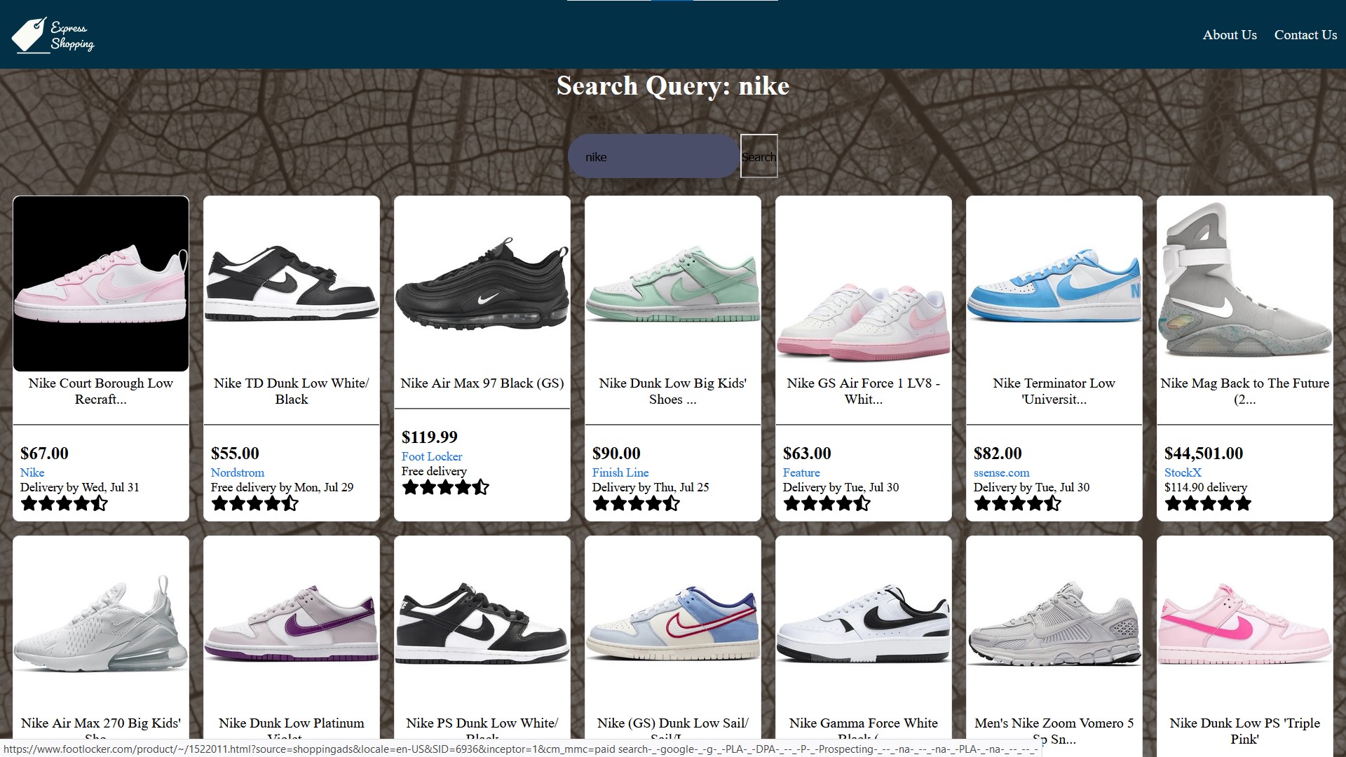 Express Shopping search